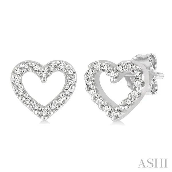 1/10 Ctw Heart Cutout Round Cut Diamond Petite Fashion Earring in 10K White Gold Hart's Jewelers Grants Pass, OR