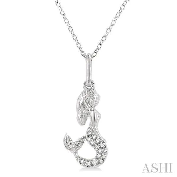 1/20 Ctw Petite Mermaid Round Cut Diamond Fashion Pendant With Chain in 10K White Gold Hart's Jewelers Grants Pass, OR