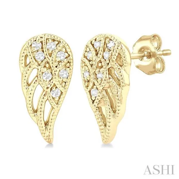 1/20 Ctw Petite Angel Wings Round Cut Diamond Fashion Stud Earring in 10K Yellow Gold Hart's Jewelers Grants Pass, OR