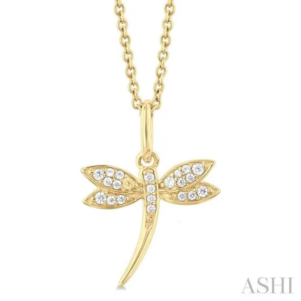 1/10 Ctw Petite Dragonfly Round Cut Diamond Fashion Pendant With Chain in 10K Yellow Gold Hart's Jewelers Grants Pass, OR
