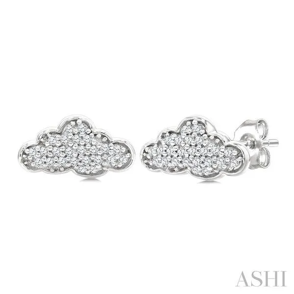 1/6 Ctw Round Cut Diamond Cloud Petite Earrings in 10K White Gold Hart's Jewelers Grants Pass, OR