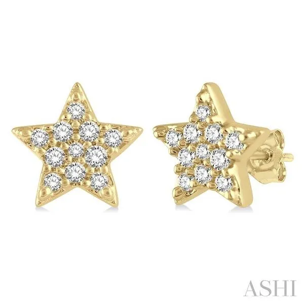1/10 Ctw Star Round Cut Diamond Petite Fashion Earring in 10K Yellow Gold Hart's Jewelers Grants Pass, OR