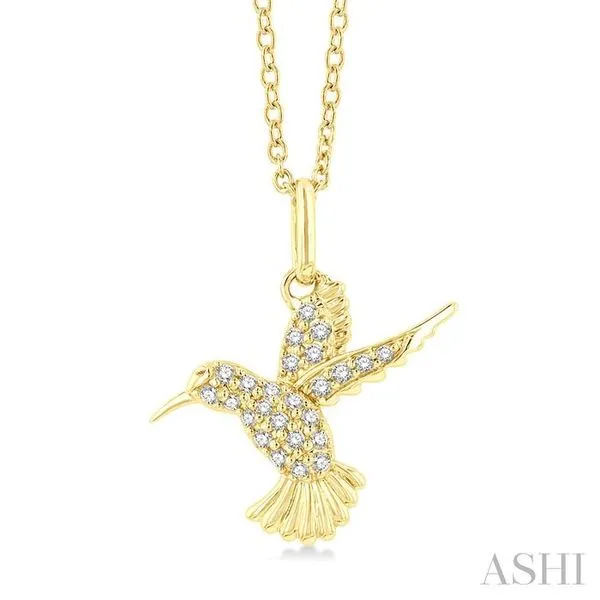 1/6 Ctw Petite Hummingbird Round Cut Diamond Fashion Pendant With Chain in 10K Yellow Gold Hart's Jewelers Grants Pass, OR