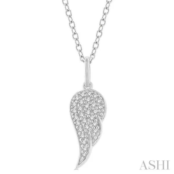 1/6 Ctw Petite Angel Wing Round Cut Diamond Fashion Pendant With Chain in 10K White Gold Hart's Jewelers Grants Pass, OR