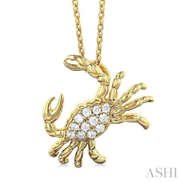 1/10 Ctw Petite Crab Round Cut Diamond Fashion Pendant With Chain in 10K Yellow Gold Hart's Jewelers Grants Pass, OR