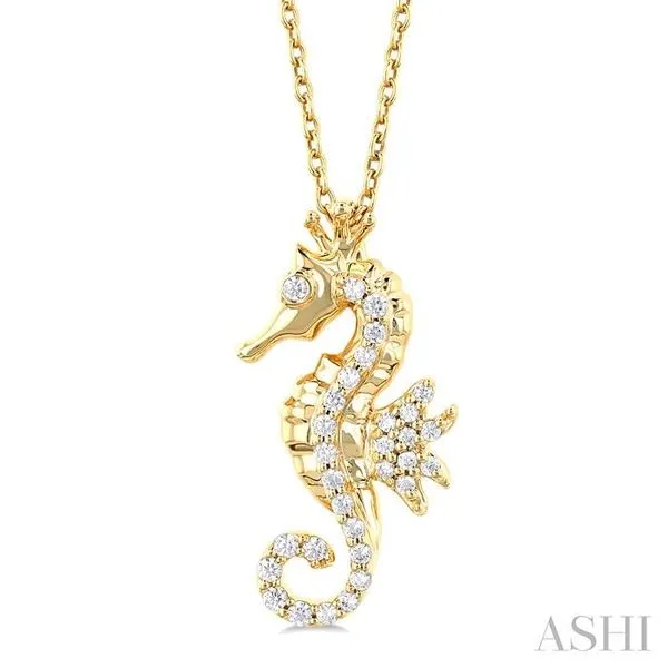 1/8 Ctw Petite Seahorse Round Cut Diamond Fashion Pendant With Chain in 10K Yellow Gold Hart's Jewelers Grants Pass, OR