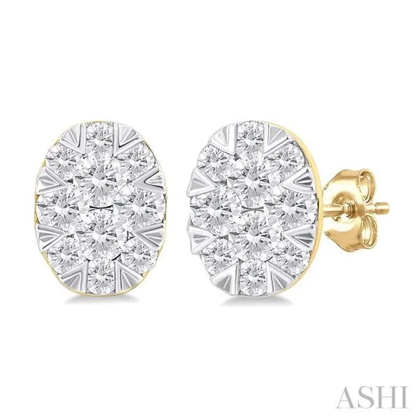 1/6 Ctw Lovebright Petite Oval Shape Round Cut Diamond Fashion Stud Earring in 10K Yellow Gold Hart's Jewelers Grants Pass, OR
