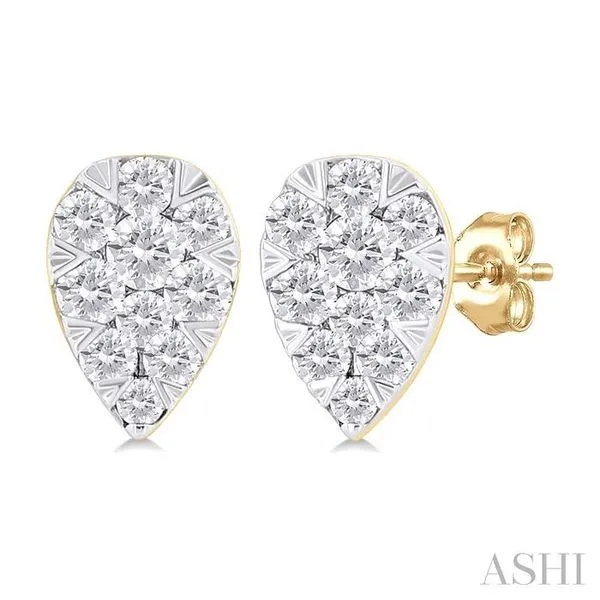 1/6 Ctw Lovebright Petite Pear Shape Round Cut Diamond Fashion Stud Earring in 10K Yellow Gold Hart's Jewelers Grants Pass, OR