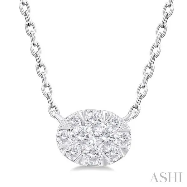 1/10 Ctw Lovebright Petite East-West Set Oval Shape Round Cut Diamond Fashion Pendant With Chain in 10K White Gold Hart's Jewelers Grants Pass, OR