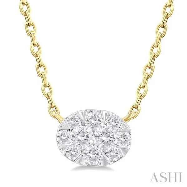 1/10 Ctw Lovebright Petite East-West Set Oval Shape Round Cut Diamond Fashion Pendant With Chain in 10K Yellow Gold Hart's Jewelers Grants Pass, OR