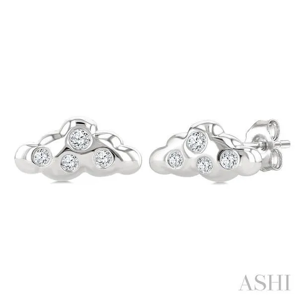 1/20 Ctw Single Cut Diamond Cloud Petite Fashion Earrings in 10K White Gold Hart's Jewelers Grants Pass, OR