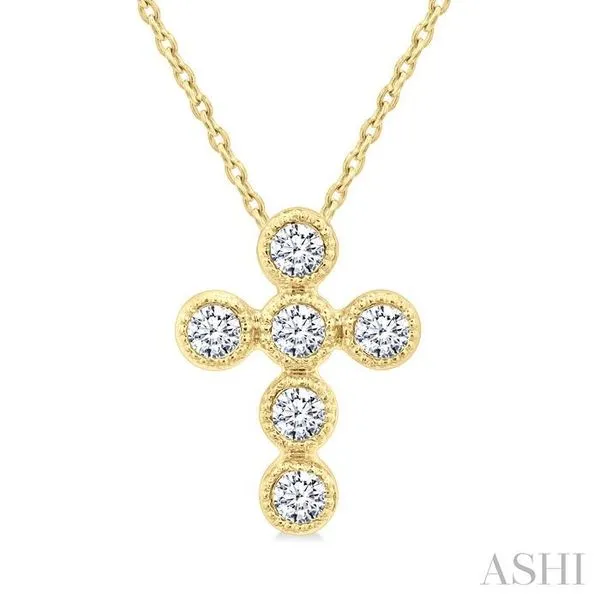 1/20 Ctw Bezel Cross Petite Diamond Pendant in 10K Yellow Gold with Chain Hart's Jewelers Grants Pass, OR