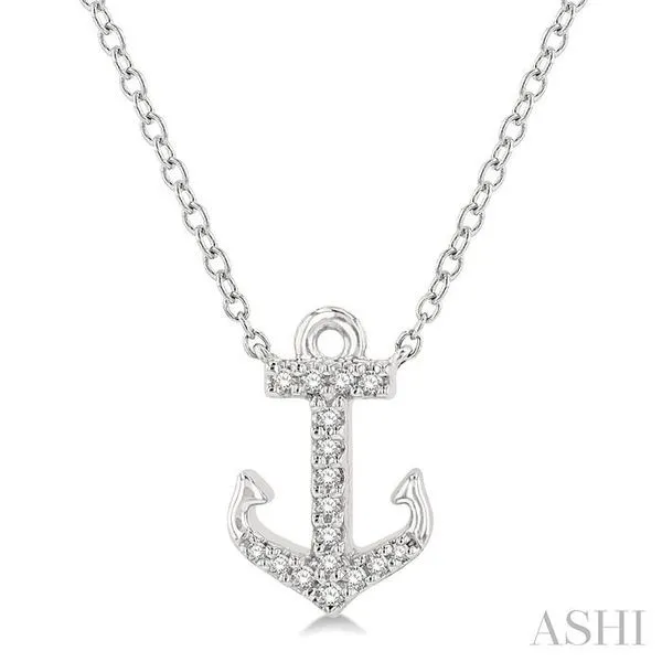 1/10 Ctw Anchor Round Cut Diamond Petite Fashion Pendant With Chain in 14K White Gold Hart's Jewelers Grants Pass, OR