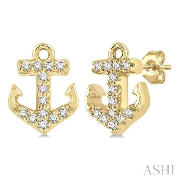 1/10 Ctw Anchor Round Cut Diamond Petite Fashion Earring in 10K Yellow Gold Hart's Jewelers Grants Pass, OR