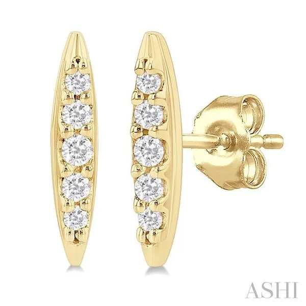 1/10 Ctw Petite Boat Shape Round Cut Diamond Fashion Stud Earring in 10K Yellow Gold Hart's Jewelers Grants Pass, OR