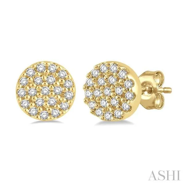 1/8 Ctw Disc Shape Round Cut Diamond Petite Fashion Earring in 10K Yellow Gold Hart's Jewelers Grants Pass, OR