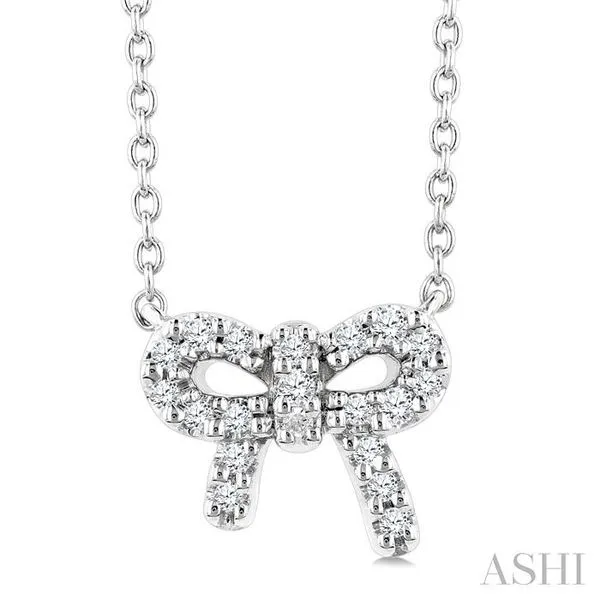 1/8 Ctw Bow Single Cut Diamond Petite Fashion Pendant With Chain in 10K White Gold Hart's Jewelers Grants Pass, OR