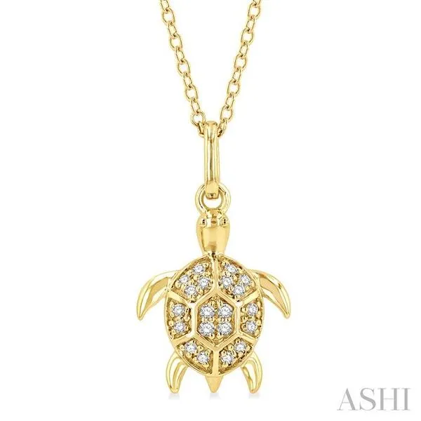 1/10 Ctw Sea Turtle Petite Round Cut Diamond Fashion Pendant With Chain in 10K Yellow Gold Hart's Jewelers Grants Pass, OR