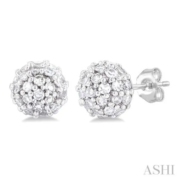 1/5 Ctw Petite Disco Ball Round Cut Diamond Fashion Stud Earring in 10K White Gold Hart's Jewelers Grants Pass, OR