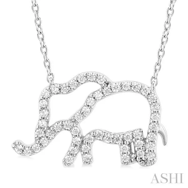 1/5 Ctw Petite Elephant Outline Round Cut Diamond Fashion Pendant With Chain in 10K White Gold Hart's Jewelers Grants Pass, OR