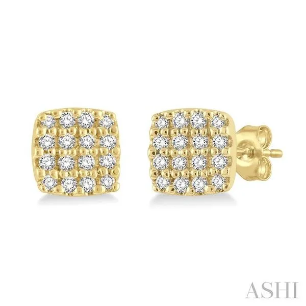 1/8 Ctw Cushion Shape Round Cut Diamond Petite Fashion Earring in 10K Yellow Gold Hart's Jewelers Grants Pass, OR