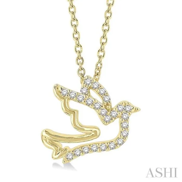 1/10 Ctw Petite Dove Round Cut Diamond Fashion Pendant With Chain in 10K Yellow Gold Hart's Jewelers Grants Pass, OR