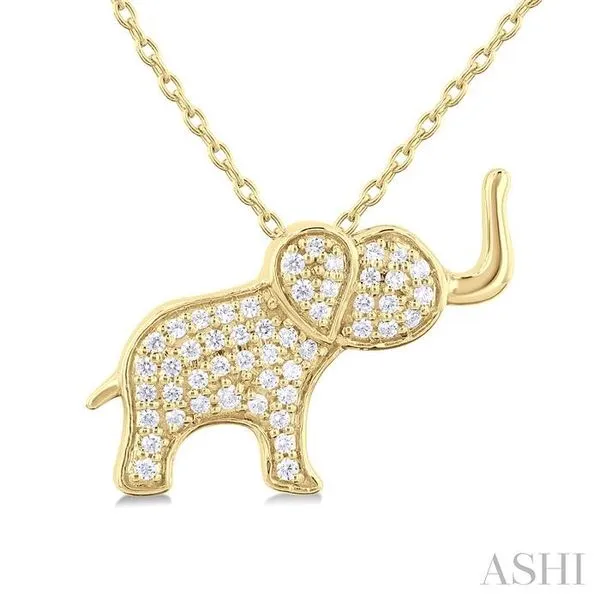1/6 Ctw Petite Elephant Round Cut Diamond Fashion Pendant With Chain in 10K Yellow Gold Hart's Jewelers Grants Pass, OR