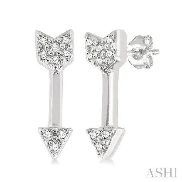 1/20 Ctw Petite Arrow Round Cut Diamond Fashion Stud Earring in 10K White Gold Hart's Jewelers Grants Pass, OR