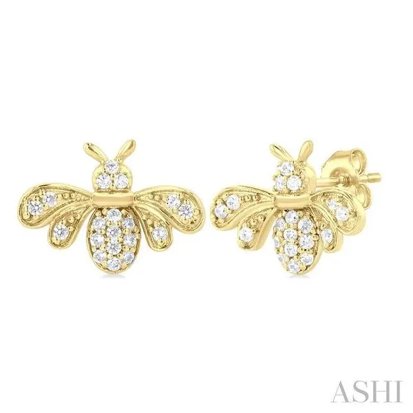 1/8 Ctw Petite Bumble Bee Round Cut Diamond Fashion Stud Earring in 10K Yellow Gold Hart's Jewelers Grants Pass, OR