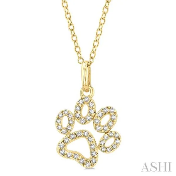 1/6 Ctw Open Dog Paw Petite Round Cut Diamond Fashion Pendant With Chain in 10K Yellow Gold Hart's Jewelers Grants Pass, OR