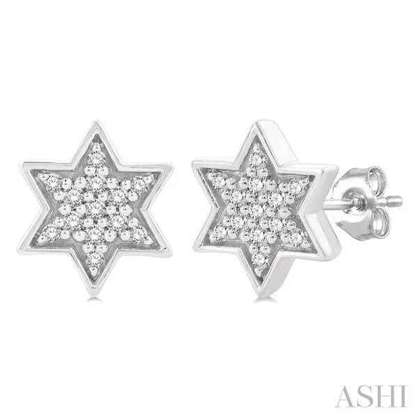 1/6 Ctw Petite Star of David Round Cut Diamond Fashion Stud Earring in 10K White Gold Hart's Jewelers Grants Pass, OR