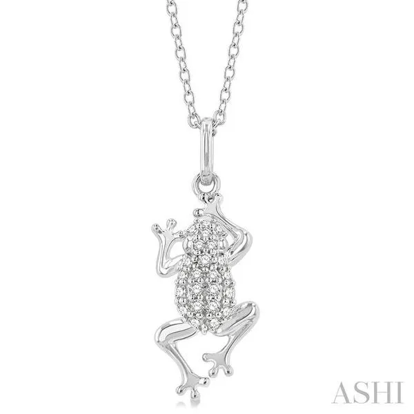 1/6 Ctw Amphibian Petite Frog Round Cut Diamond Fashion Pendant With Chain in 10K White Gold Hart's Jewelers Grants Pass, OR
