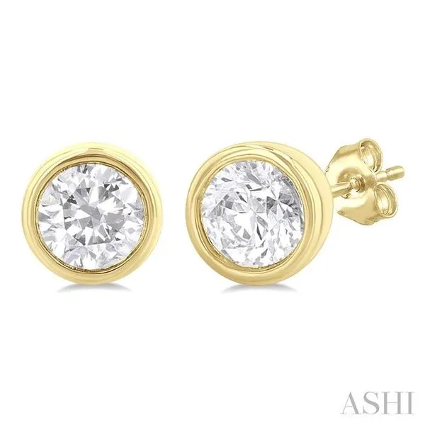 1/5 Ctw Petite Bezel Set Round Cut Diamond Fashion Stud Earring in 10K Yellow Gold Hart's Jewelers Grants Pass, OR
