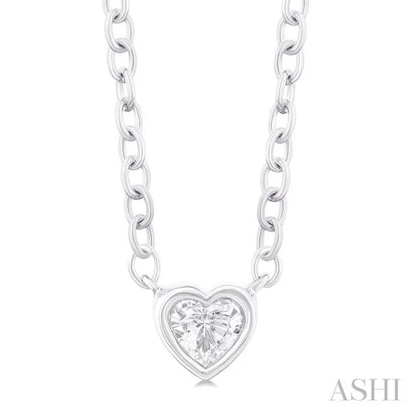 1/6 Ctw Petite Bezel Set Heart Shape Diamond Fashion Pendant With Chain in 10K White Gold Hart's Jewelers Grants Pass, OR