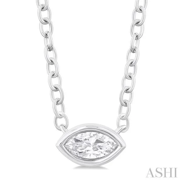 1/6 Ctw Petite East-West Bezel Set Marquise Cut Diamond Fashion Pendant With Chain in 10K White Gold Hart's Jewelers Grants Pass, OR