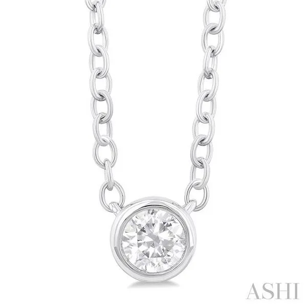 1/6 Ctw Petite Bezel Set Round Cut Diamond Fashion Pendant With Chain in 10K White Gold Hart's Jewelers Grants Pass, OR