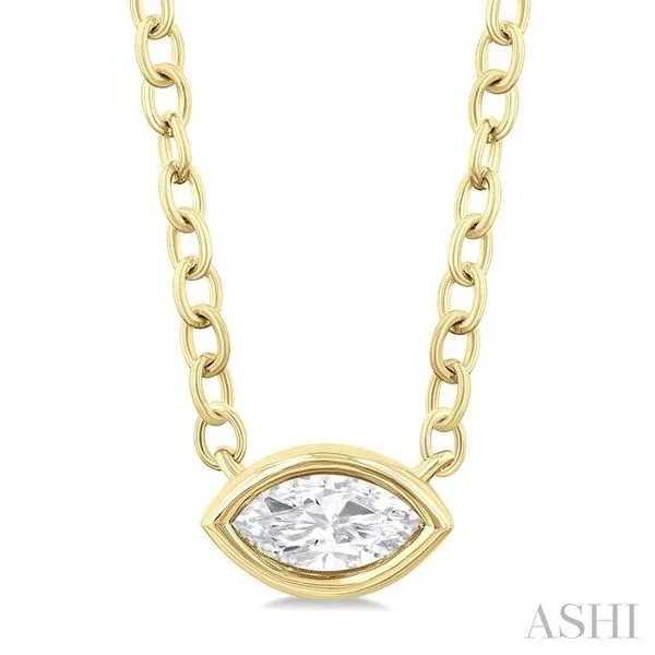 1/6 Ctw Petite East-West Bezel Set Marquise Cut Diamond Fashion Pendant With Chain in 10K Yellow Gold Hart's Jewelers Grants Pass, OR