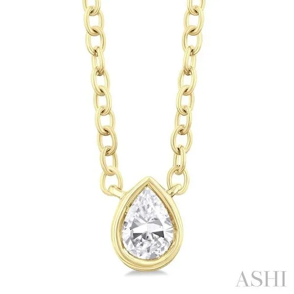 1/6 Ctw Petite Bezel Set Pear Cut Diamond Fashion Pendant With Chain in 10K Yellow Gold Hart's Jewelers Grants Pass, OR