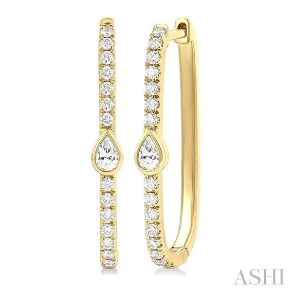 3/8 Ctw Pear and Round Cut Diamond Rectangular Fashion Hoop Earrings in 14K Yellow Gold Hart's Jewelers Grants Pass, OR