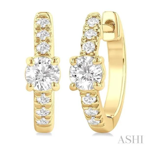 3/8 Ctw Round Shape Round Cut Diamond Fashion Huggie Petite Earrings in 14K Yellow Gold Hart's Jewelers Grants Pass, OR