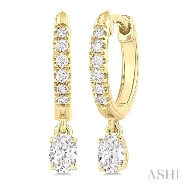 3/8 Ctw Oval Shape and Round Cut Diamond Fashion Huggie Petite Earrings in 14K Yellow Gold Hart's Jewelers Grants Pass, OR