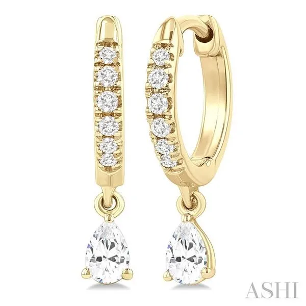 3/8 Ctw Pear Shape and Round Cut Diamond Fashion Huggie Petite Earrings in 14K Yellow Gold Hart's Jewelers Grants Pass, OR