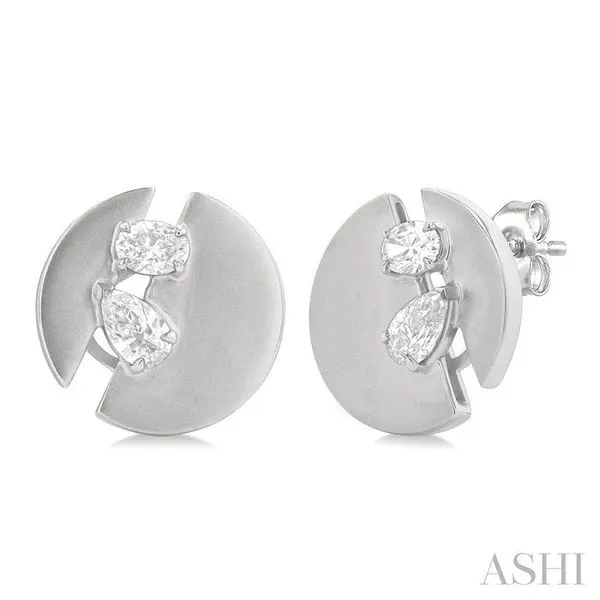 1/2 Ctw Split Circle Oval and Pear Cut Diamond Fashion Stud Earrings in 14K White Gold Hart's Jewelers Grants Pass, OR
