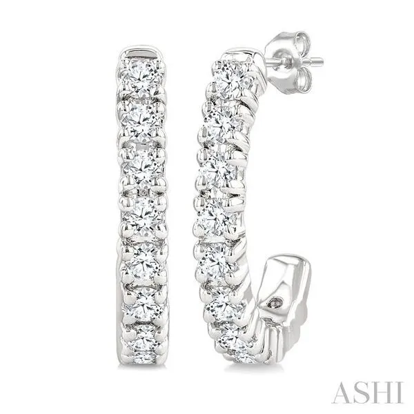 1/4 Ctw Petite Round Cut Diamond Fashion Half Hoop Earrings in 10K White Gold Hart's Jewelers Grants Pass, OR