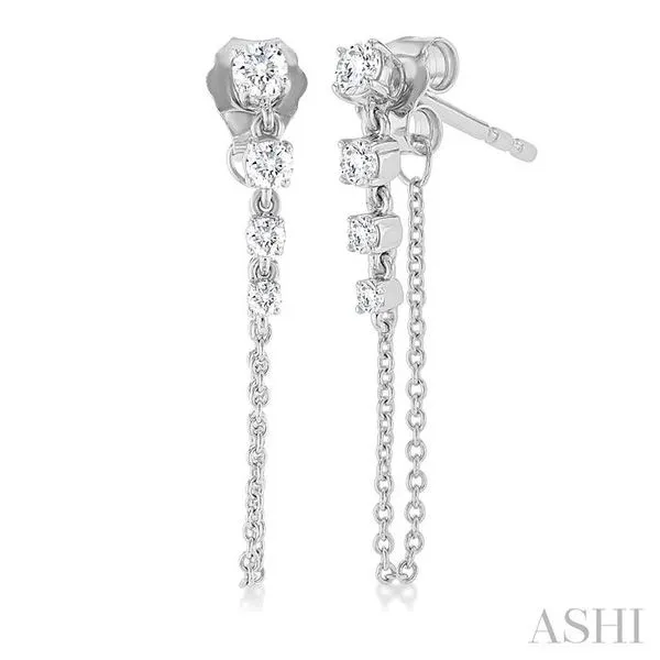 1/3 Ctw Journey Round Cut Diamond Fashion Long Chain Earring in 14K White Gold Hart's Jewelers Grants Pass, OR