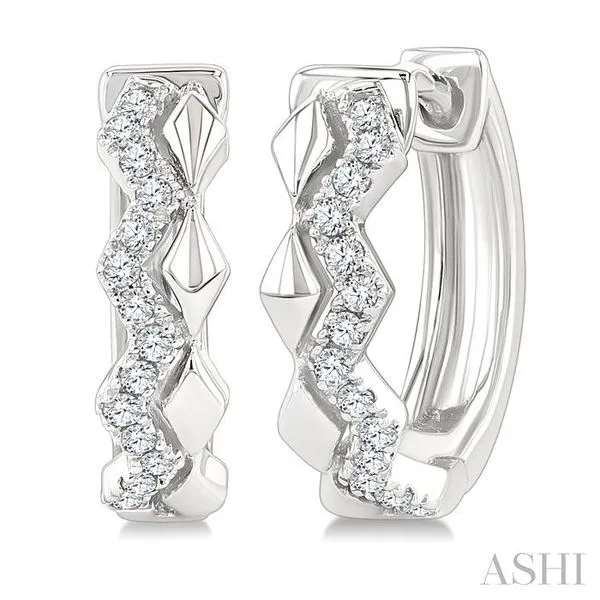 1/10 Ctw Round Cut Diamond Geometric Petite Huggie Earrings in 10K White Gold Hart's Jewelers Grants Pass, OR