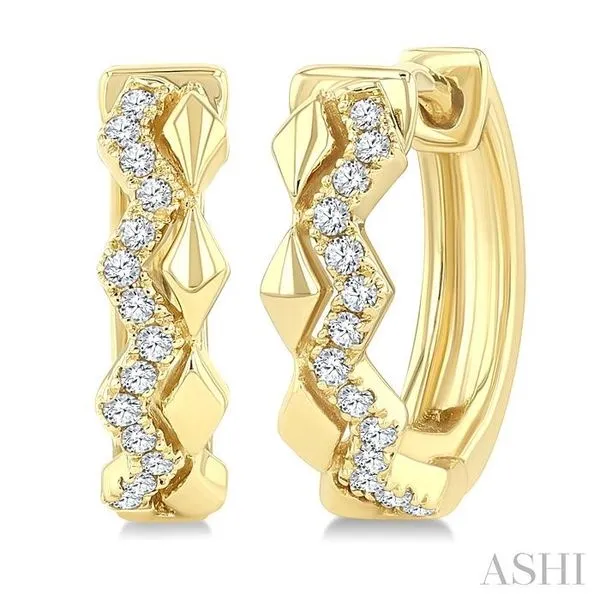 1/10 Ctw Single Cut Diamond Geometric Petite Huggie Earrings in 10K Yellow Gold Hart's Jewelers Grants Pass, OR