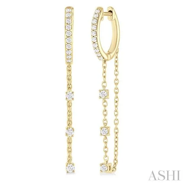 1/3 Ctw Round Cut Diamond Chain Dangler Hoop Earring in 10K Yellow Gold Hart's Jewelers Grants Pass, OR