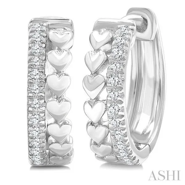 1/10 Ctw Petite Heart Shape Single Cut Diamond Fashion Huggies Earrings in 10K White Gold Hart's Jewelers Grants Pass, OR