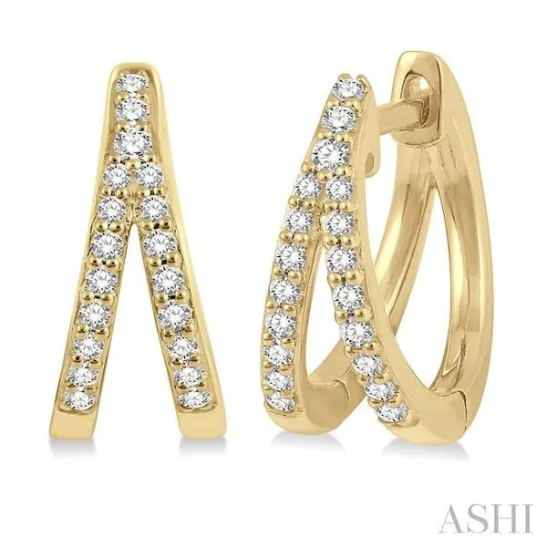 1/5 Ctw Split Round Cut Diamond Huggie Petite Earrings in 10K Yellow Gold Hart's Jewelers Grants Pass, OR